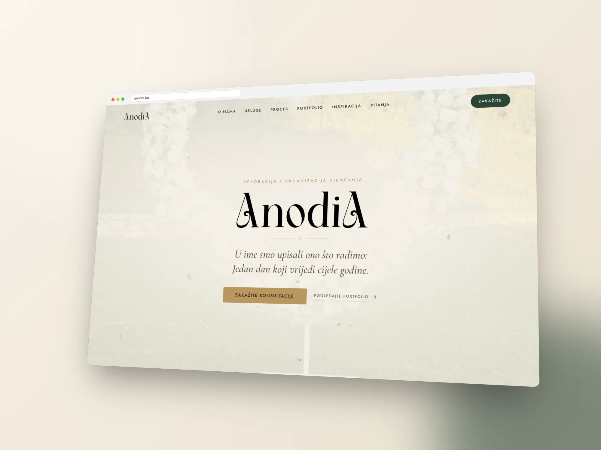 Website for a wedding decoration studio